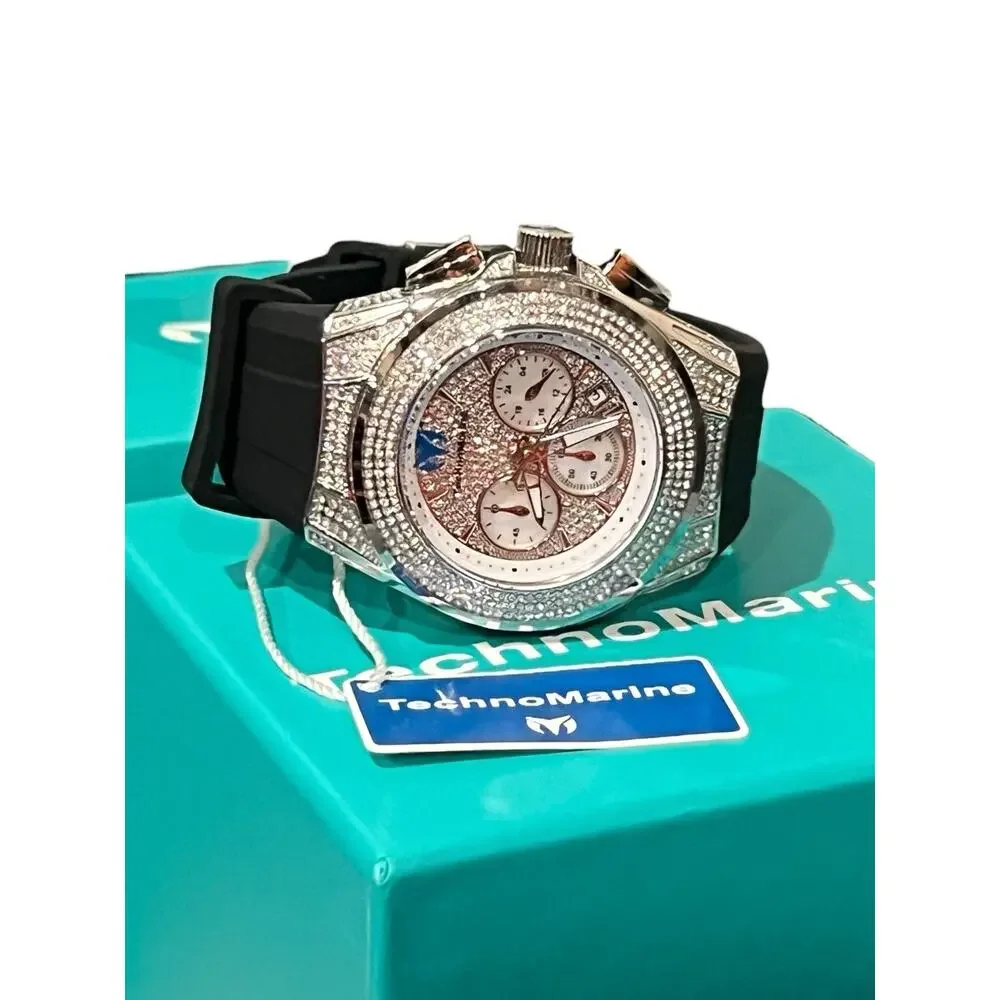 TechnoMarine Cruise Diva Pave watch 45 MM Face Stunning Crystal Details New